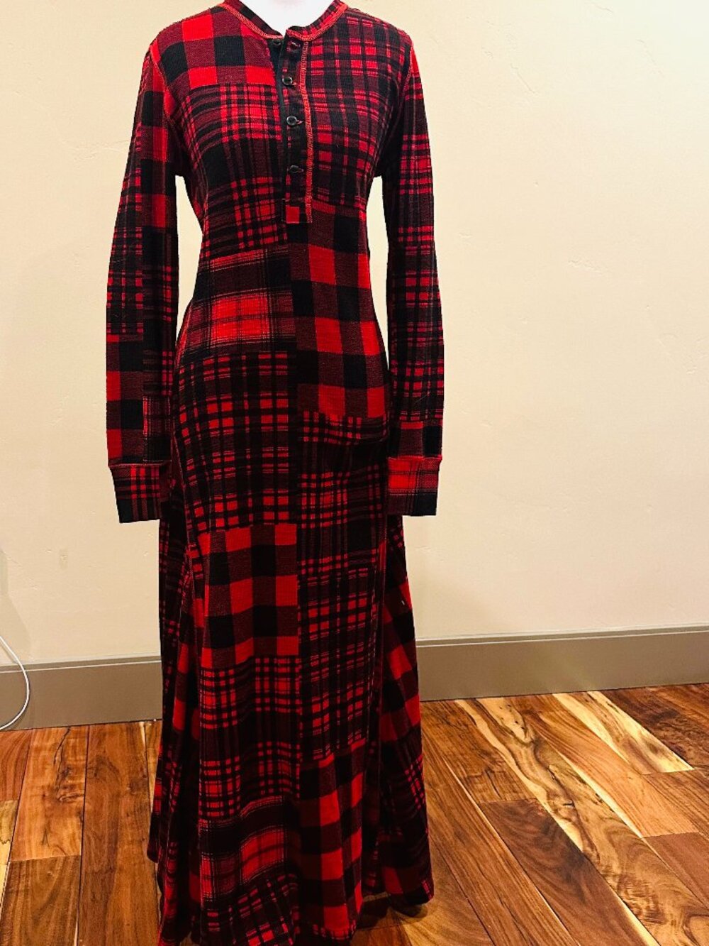 POLO RALPH LAUREN PLAID HENLEY DRESS MEDIUM